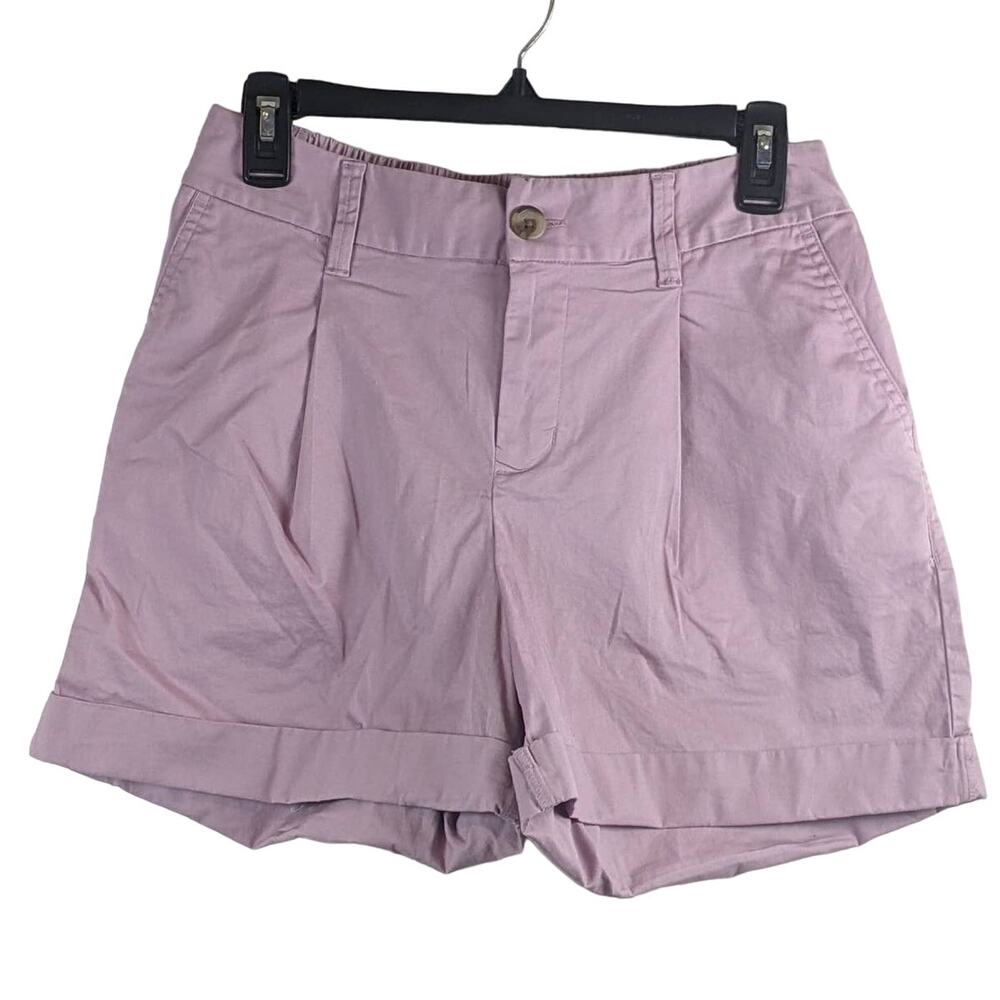 Cuffed Pleat Front‎ Purple Shorts A New Day S Stretchy Comfort Waist Casual Fit